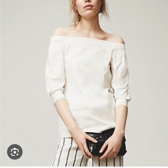 Theory White Rand Joscla Off Shoulder Blouse - Picture 1 of 7